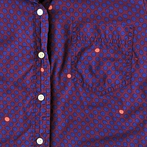 GAP Fitted Boyfriend Purple Polka Dot Button-Up | S - Picture 4 of 6
